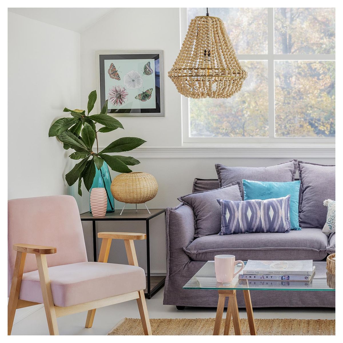 RONDA - Cuadro Mariposas Flores 50x50 cm