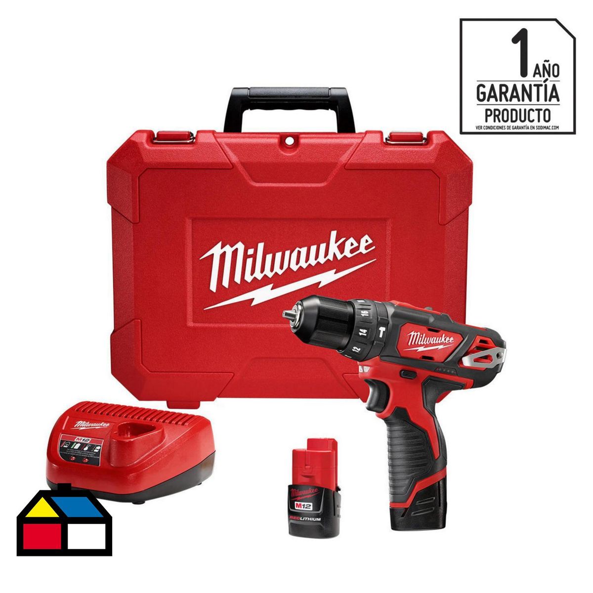 MILWAUKEE - Taladro Inalámbrico Percutor 10 mm 12 V/2 Baterías