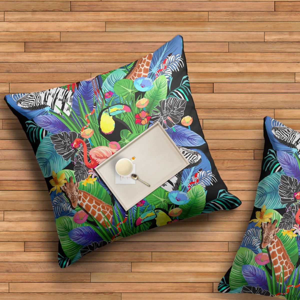 IMPRESIONARTE - Cojín de Piso Tropical Jungle de la India