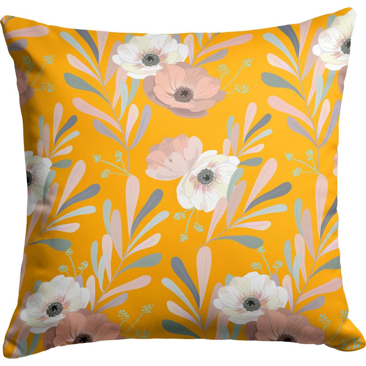 IMPRESIONARTE - Funda de Cojín Anemonas & Eucaliptus Amarillo de Argentina