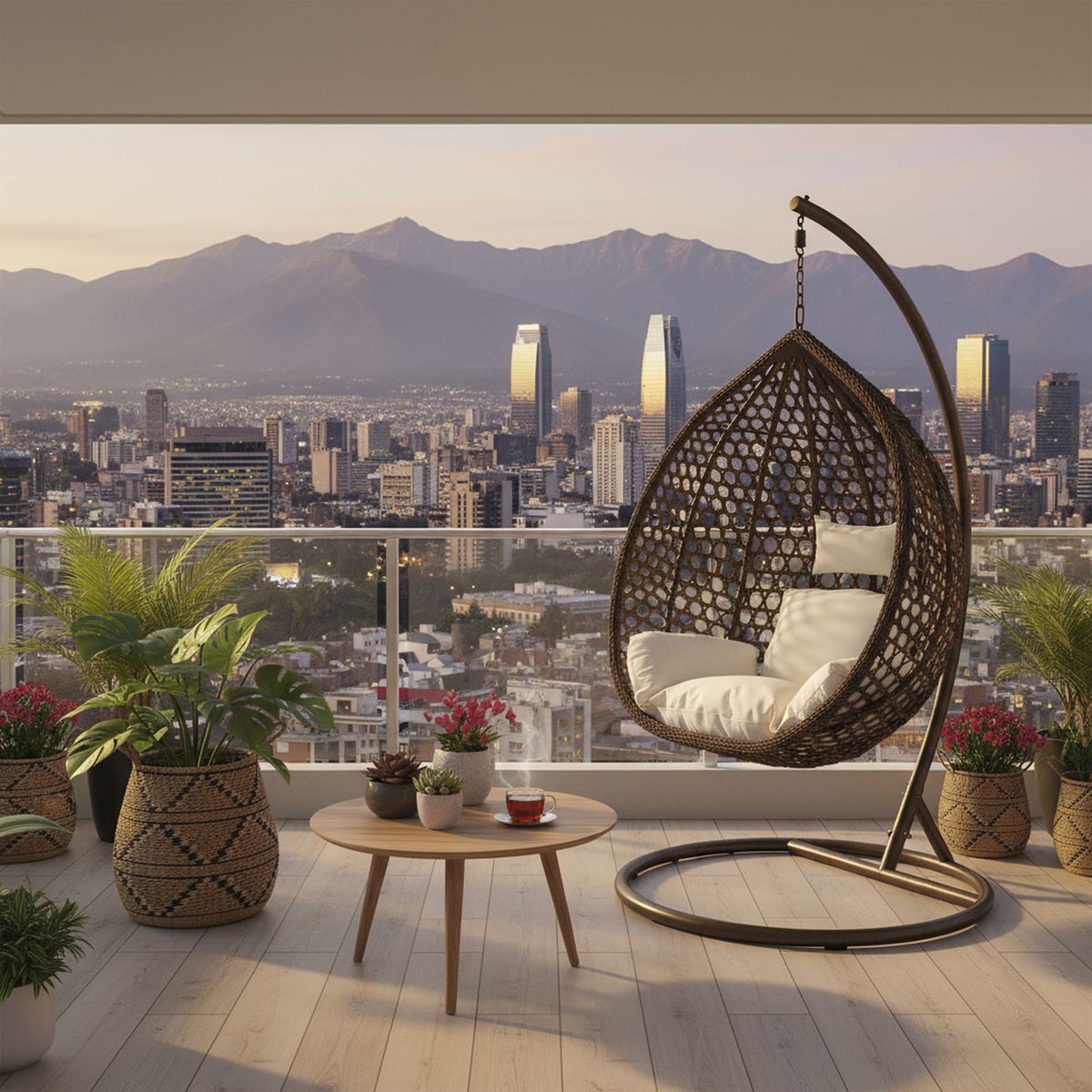 EL BARCO - Silla Colgante 115x95x70 cm Ratán Chocolate 