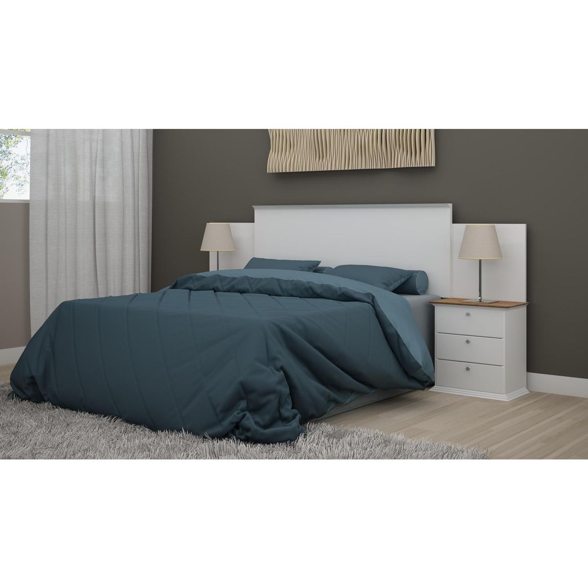 DECOCASA - Respaldo 248x39x120 cm café/blanco