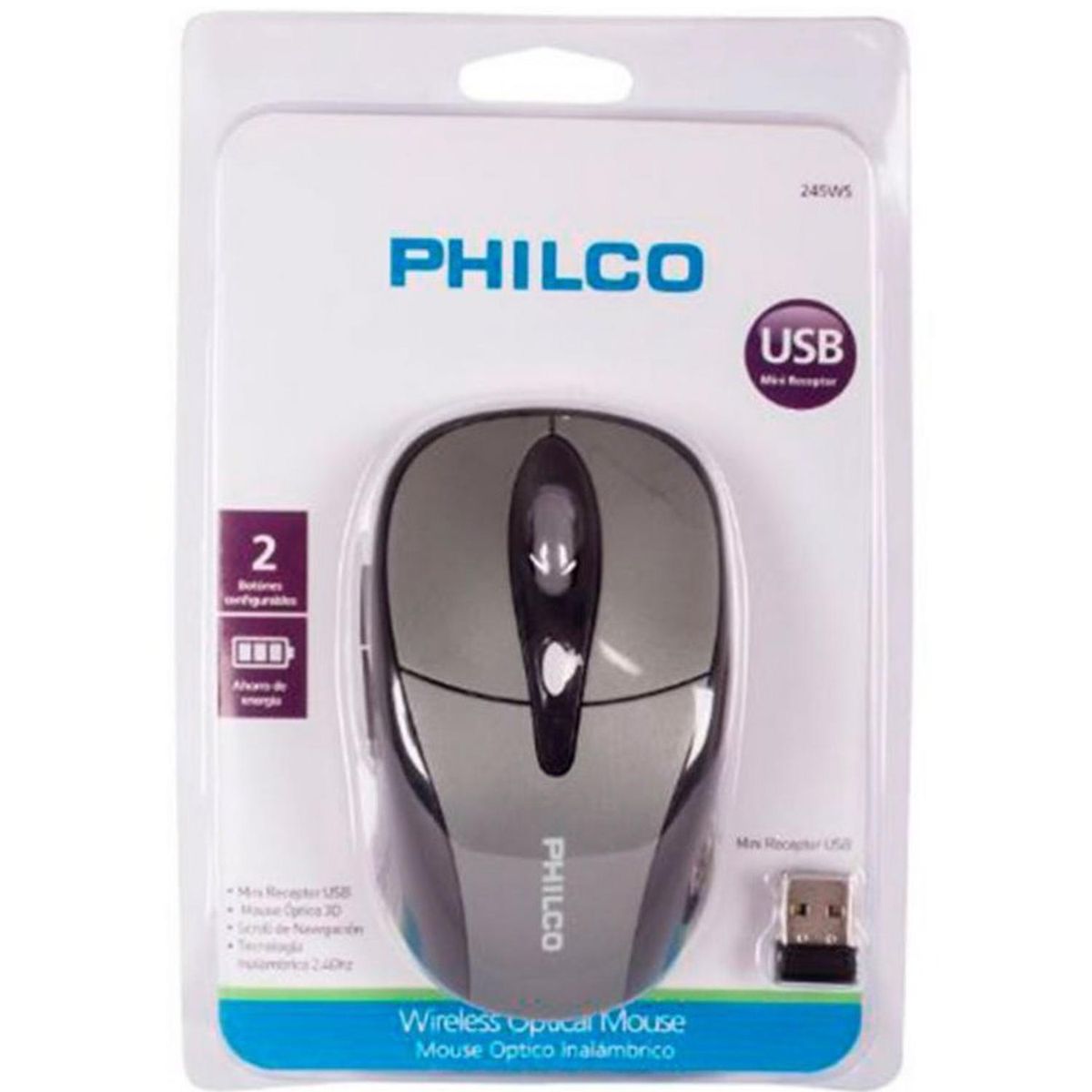 PHILCO - Mouse inalámbrico 2,4 Ghz colores
