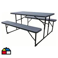 NORTHWEST - Mesa Plegable Maleta con Bancos Rectangular 70x72x137 cm Marrón