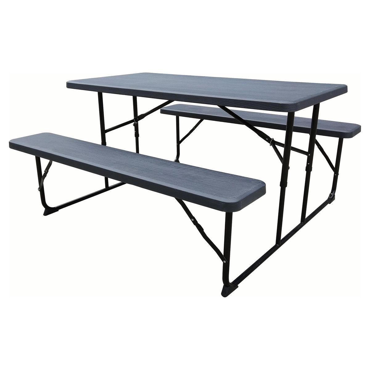 NORTHWEST - Mesa Plegable Maleta con Bancos Rectangular 70x72x137 cm Marrón