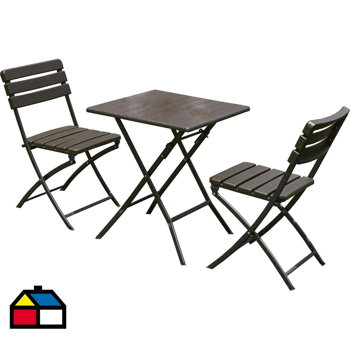 NORTHWEST - Set 2 Sillas y Mesa Plegable 61.5x61.5x73 cm Marrón