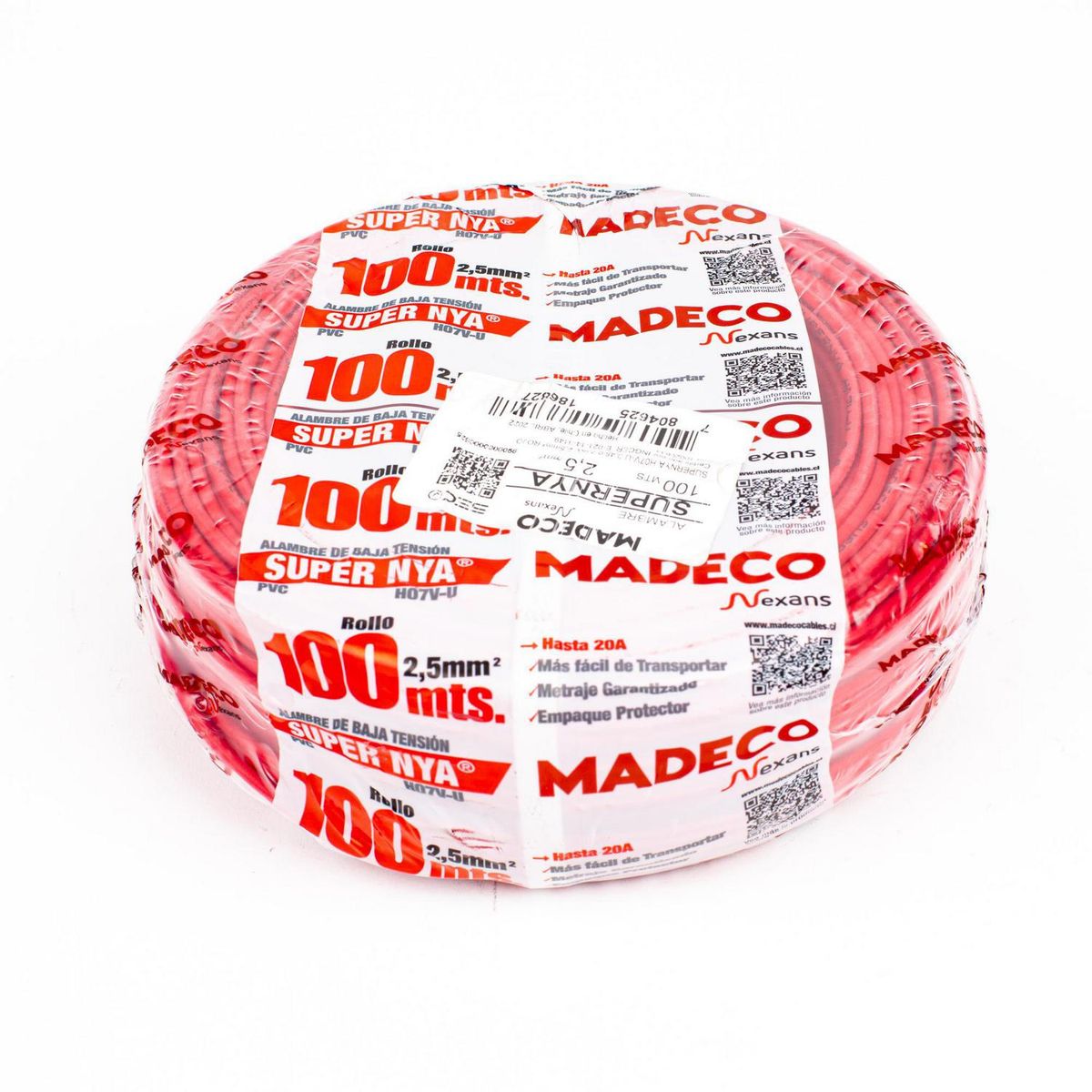 MADECO - Alambre NYA 1x2,5 mm2 Rojo 100 metro(s) 