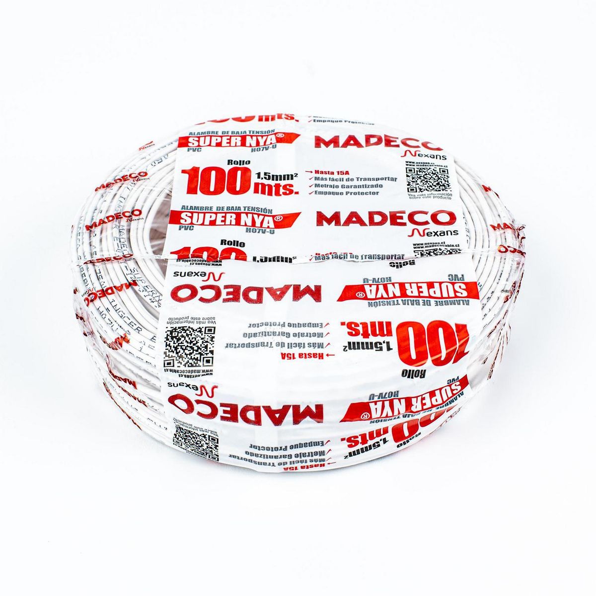MADECO - Alambre NYA 1x1,5 mm2 Blanco 100 metro(s) 