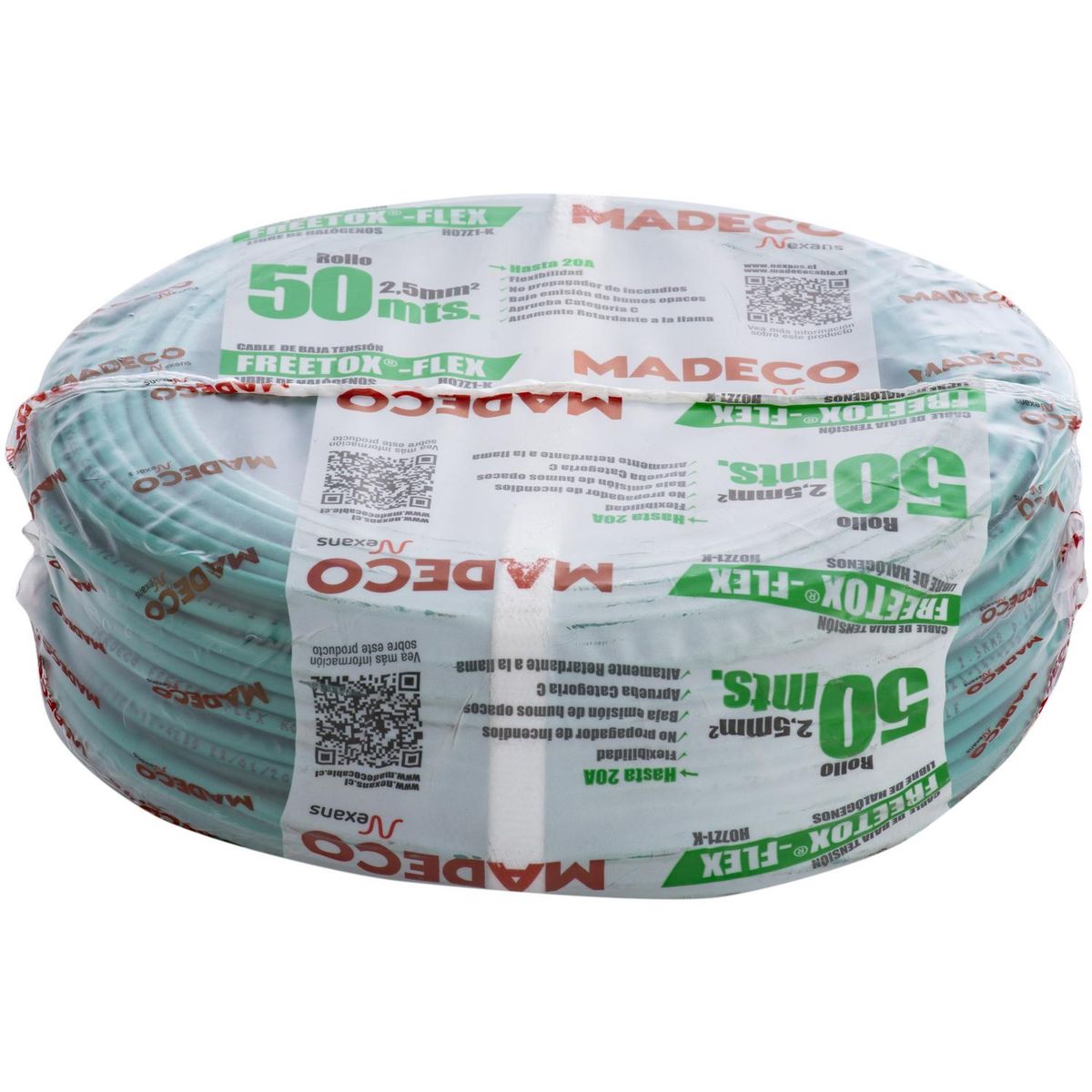 MADECO - Cable Libre de Halógenos H07Z1-K 1x2,5 mm2 Verde 50 metro(s) 