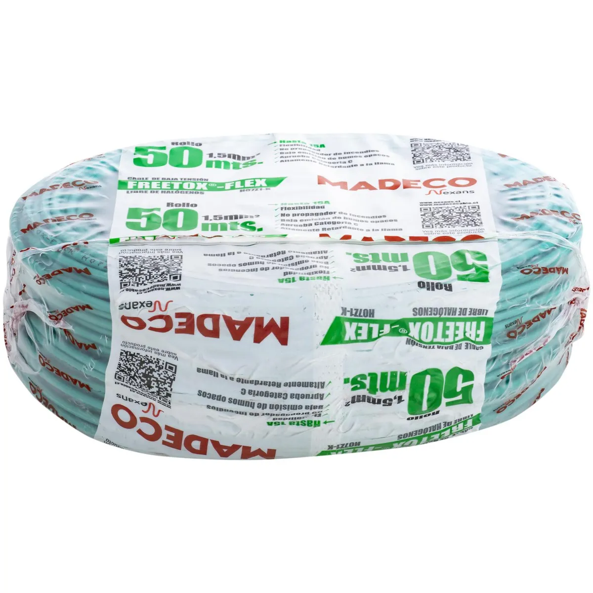 MADECO - Cable Libre de Halógenos H07Z1-K 1x1,5 mm2 Verde 50 metro(s) 