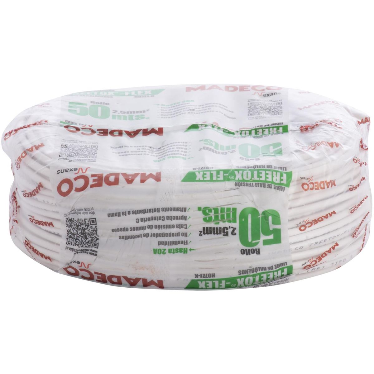 MADECO - Cable Libre de Halógenos H07Z1-K 1x1,5 mm2 Blanco 50 metro(s) 