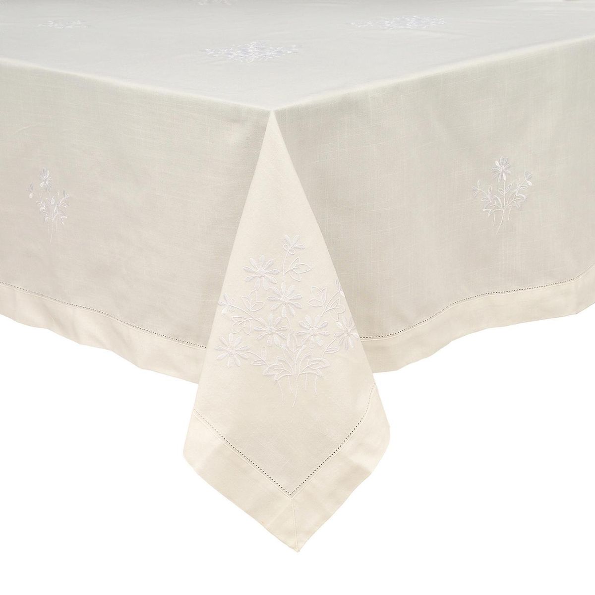 MASHINI - Mantel redondo bordado 180 cm blanco