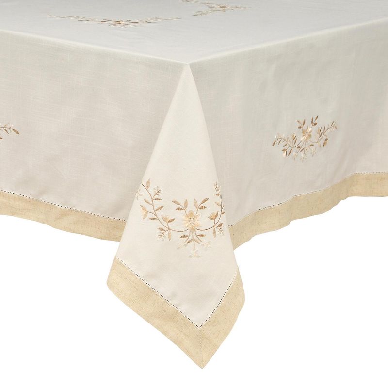 MASHINI - Mantel bordado 90x90 cm blanco beige
