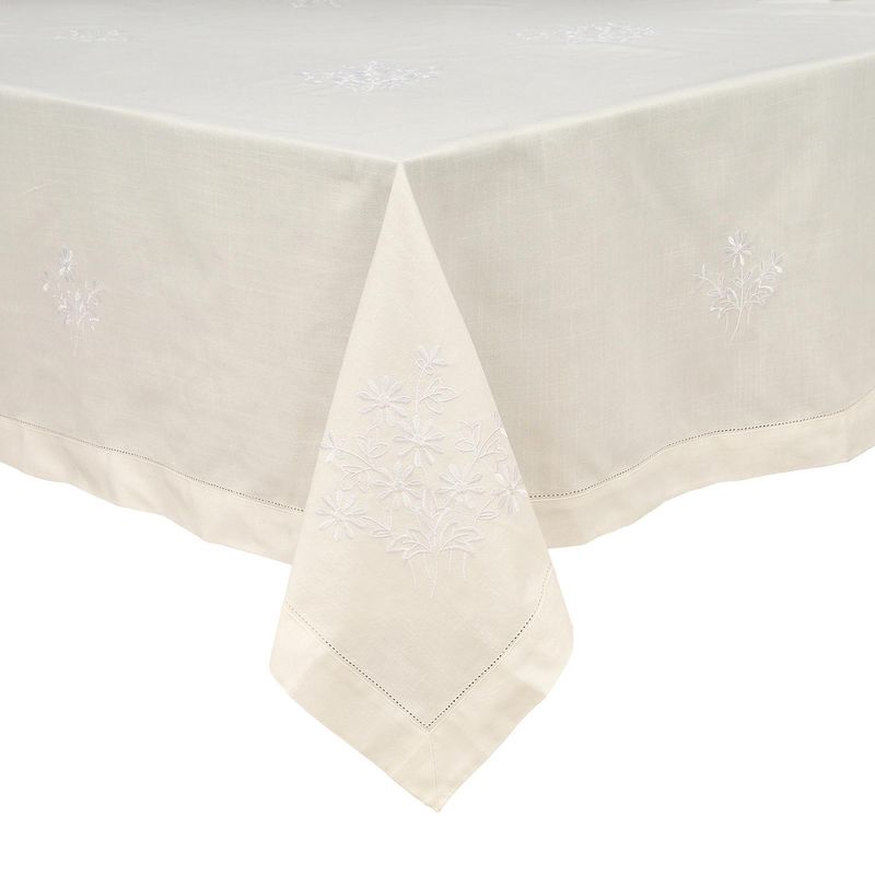 MASHINI - Mantel bordado 90x90 cm blanco