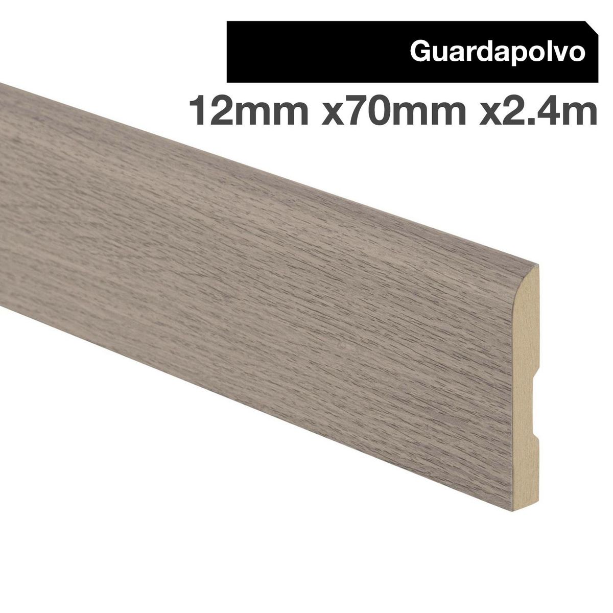 MAFORSA - Pack 4 unidades Guardapolvo MDF Gris Ceniza 70 mm 1.2x240 cm