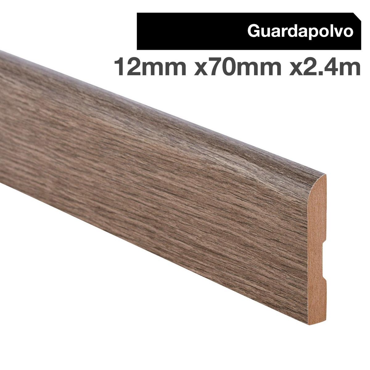 MAFORSA - Pack 4 unidades Guardapolvo MDF Roble Biselado 70 mm 1.2x240 cm