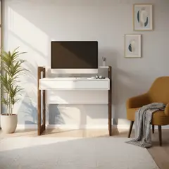 TECNOMOBILI - Escritorio 90,5x96x45 cm blanco/nogal