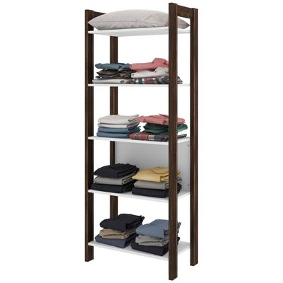 Imagen 2 del producto Estante MDF 5 Nivel(es) 65x165.5x35 cm Blanco/Nogal