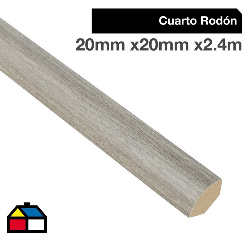 MAFORSA - Pack 4 unidades Moldura 1/4 Rodón MDF Ceniza Atenas 20 mm 2x240 cm