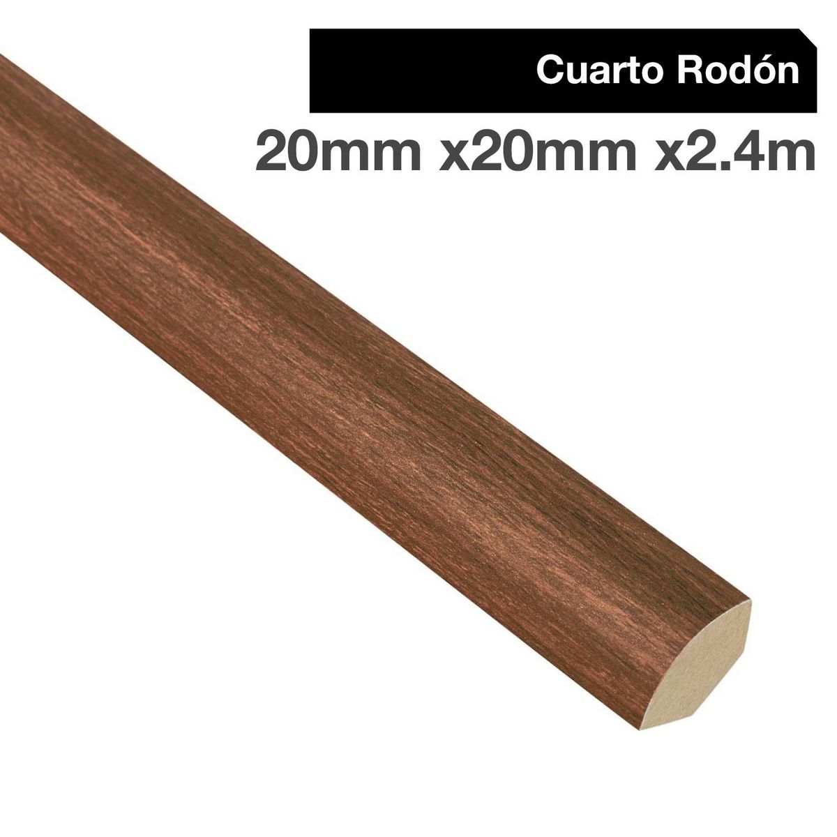 MAFORSA - Pack 4 unidades Moldura 1/4 Rodón MDF Cedro Rojo 20 mm 2x240 cm