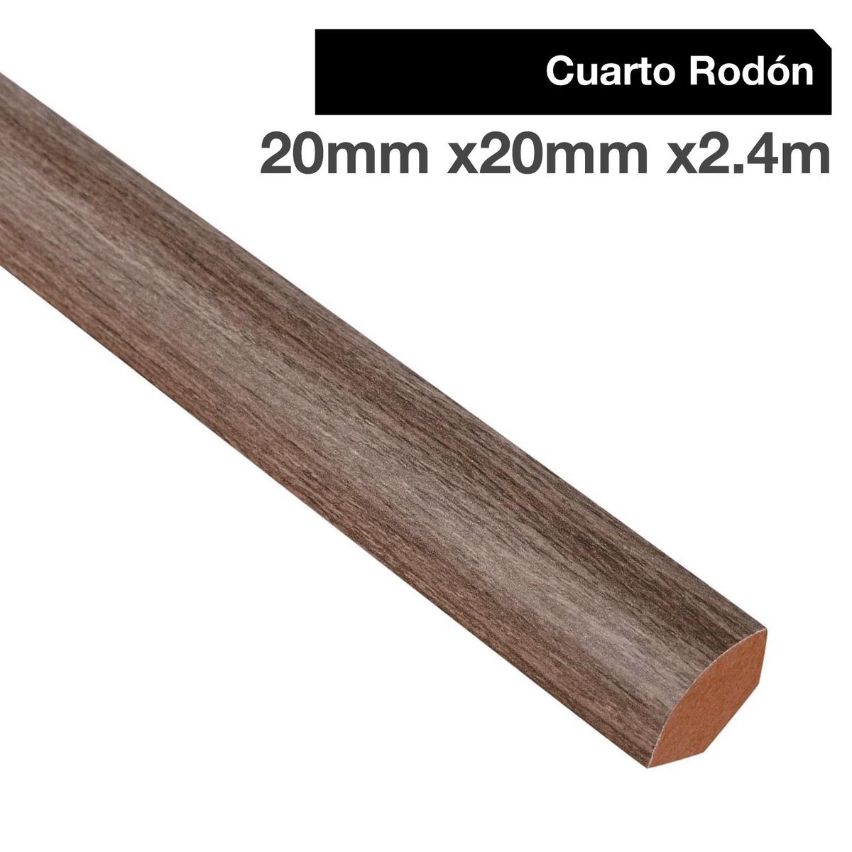 MAFORSA - Pack 4 unidades Moldura 1/4 Rodón MDF Roble Biselado 20 mm 2x240 cm