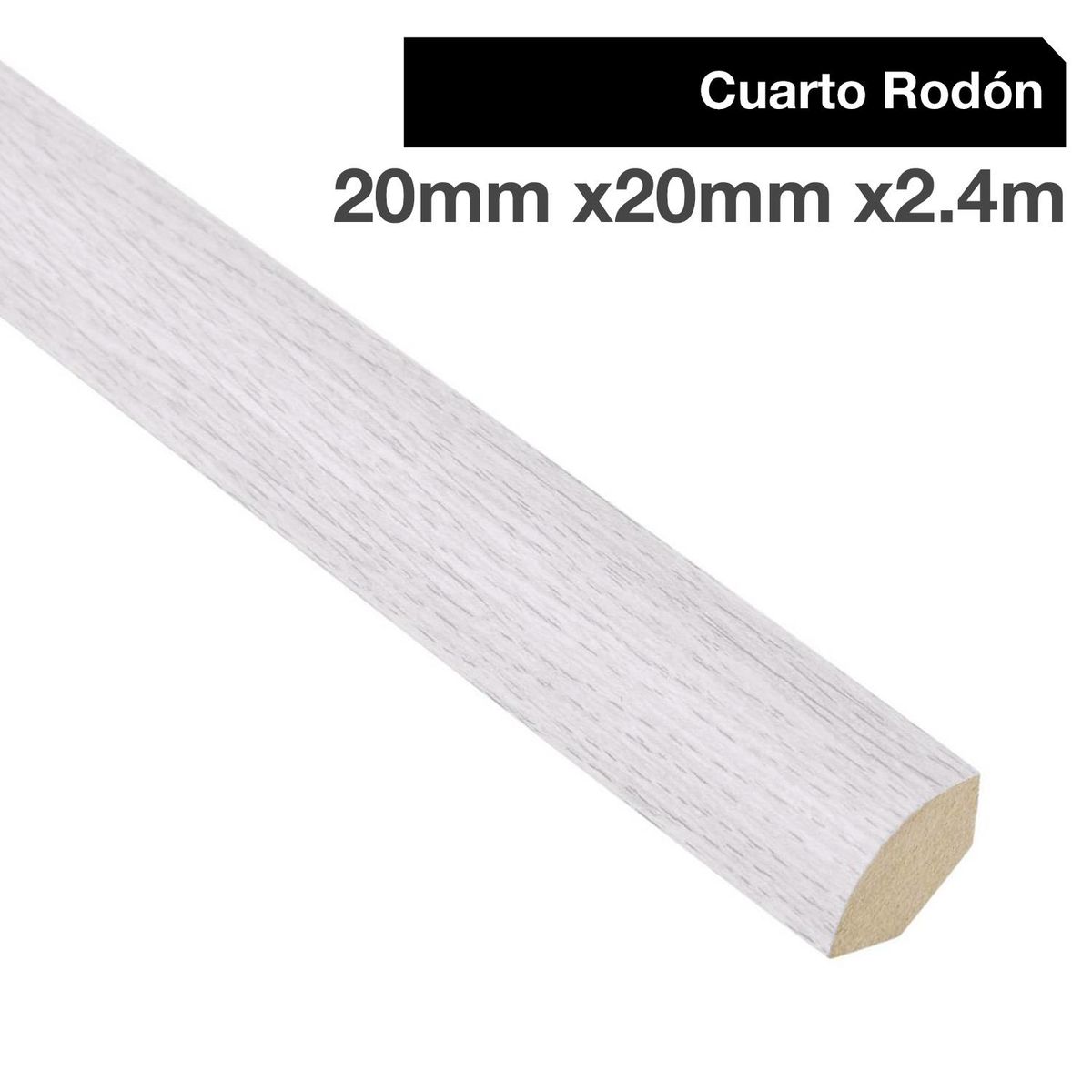 MAFORSA - Pack 4 unidades Moldura 1/4 Rodón MDF Nature White 20 mm 2x240 cm