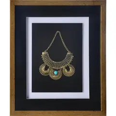 RONDA - Cuadro joya dorado turquesa 37,5x44,5x3 cm