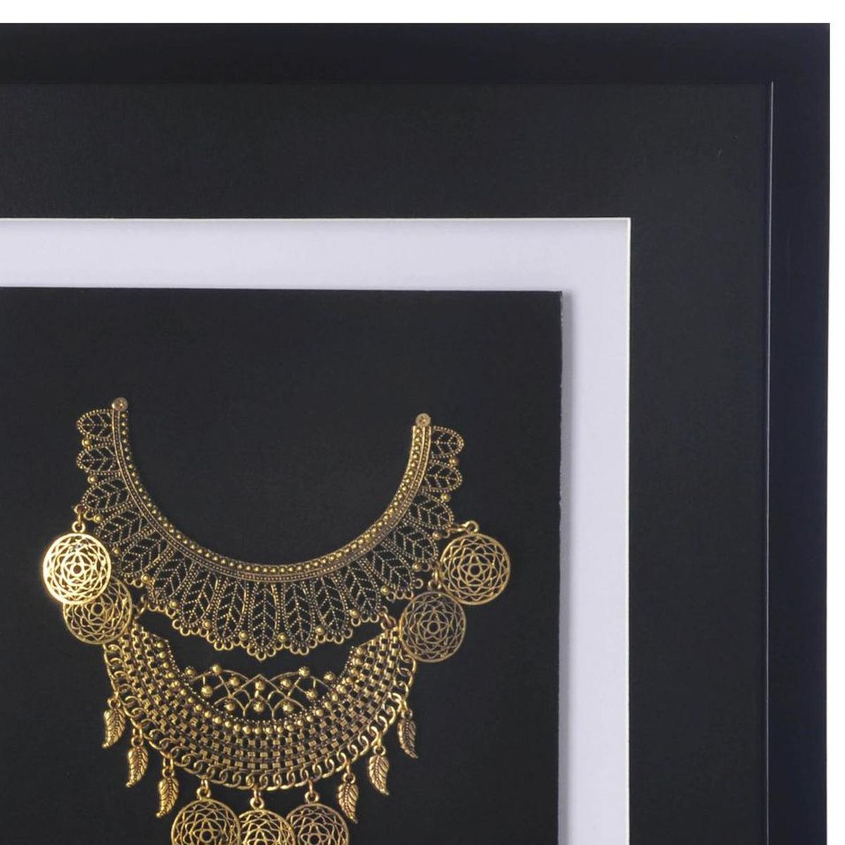 RONDA - Cuadro joya dorada marco negro 37,5x44,5x3 cm