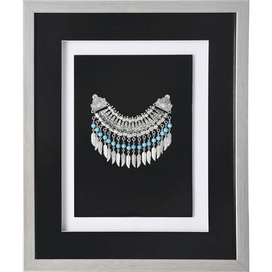 Cuadro joya turquesa plata negro 37,5x44,5x3 cm