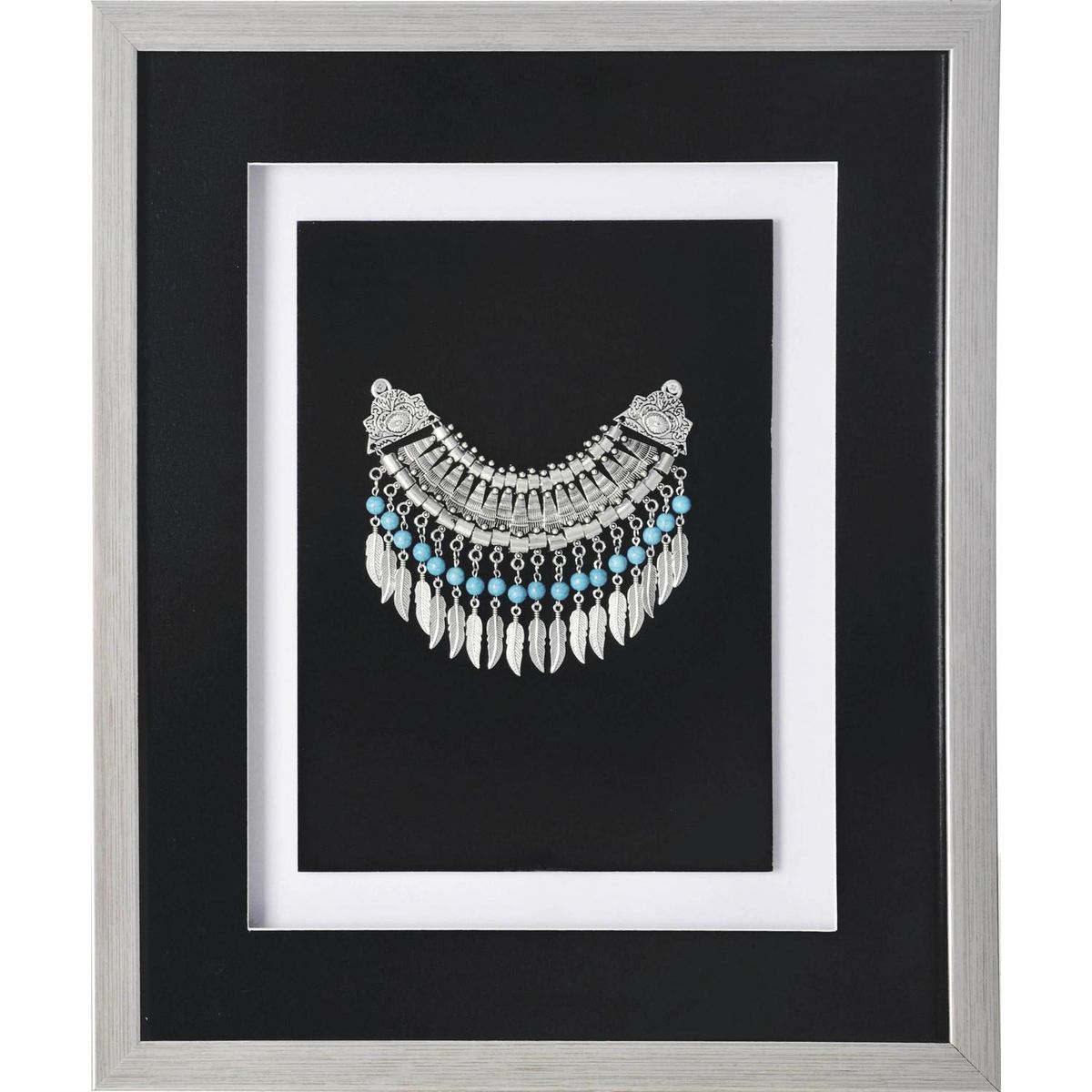 RONDA - Cuadro joya turquesa plata negro 37,5x44,5x3 cm