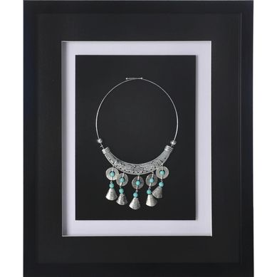 Cuadro joya plata turquesa marco negro 37,5x44,5x3 cm