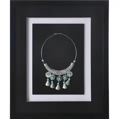 RONDA - Cuadro joya plata turquesa marco negro 37,5x44,5x3 cm