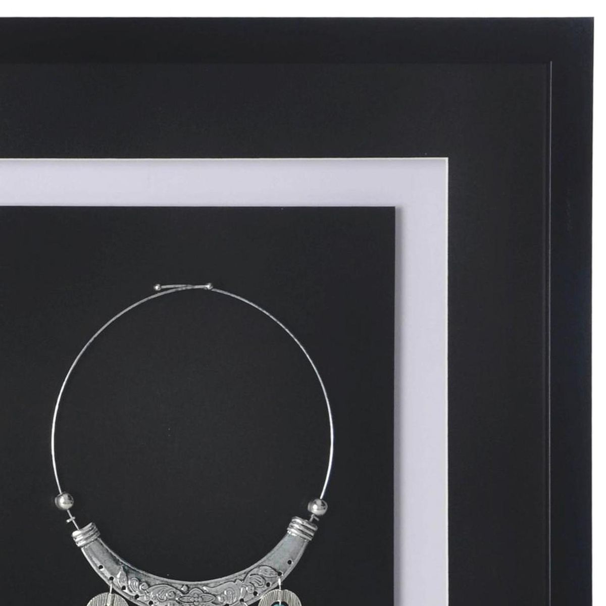 RONDA - Cuadro joya plata turquesa marco negro 37,5x44,5x3 cm