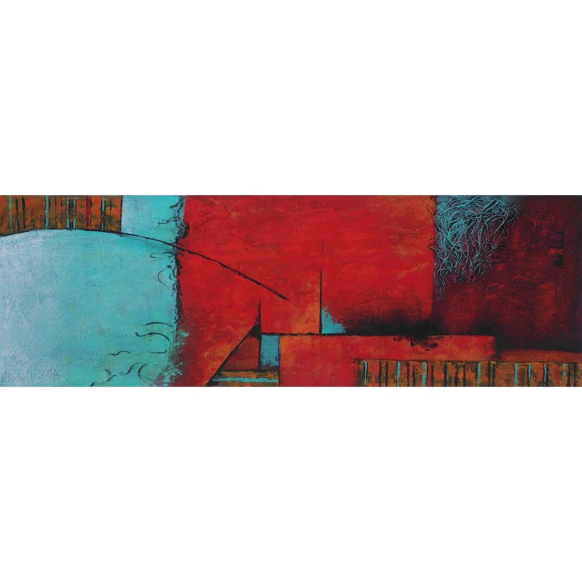 RONDA - Oleo abstracto colores madera con tela multicolor 40x120x2,8 1,09kg