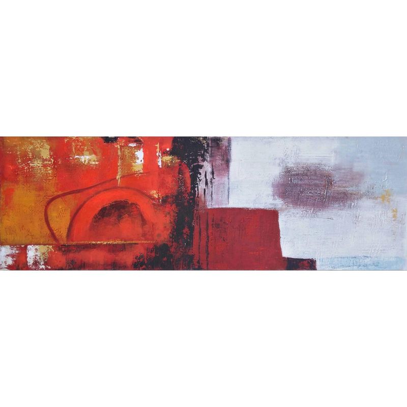 RONDA - Oleo abstracto contemporaneo multicolor madera con tela 40x120x2,8cm