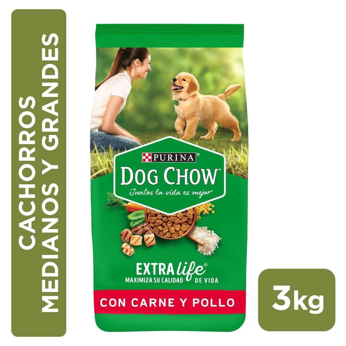 DOG CHOW - Alimento para Perro Cachorro Carne y pollo 3 kg