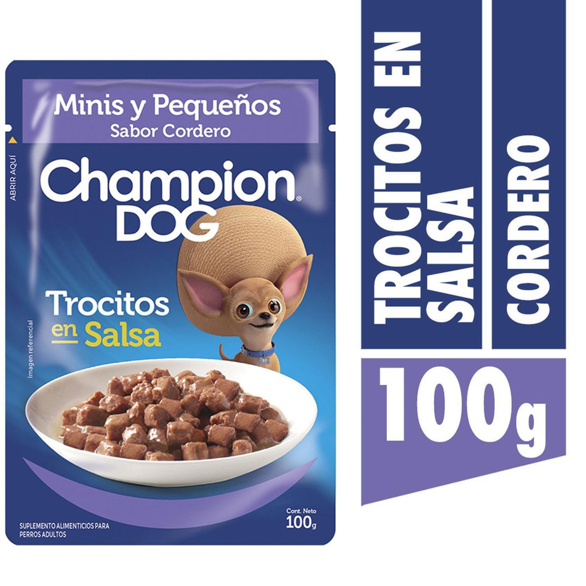 CHAMPION DOG - Alimento húmedo raza pequeña cordero 100 gr