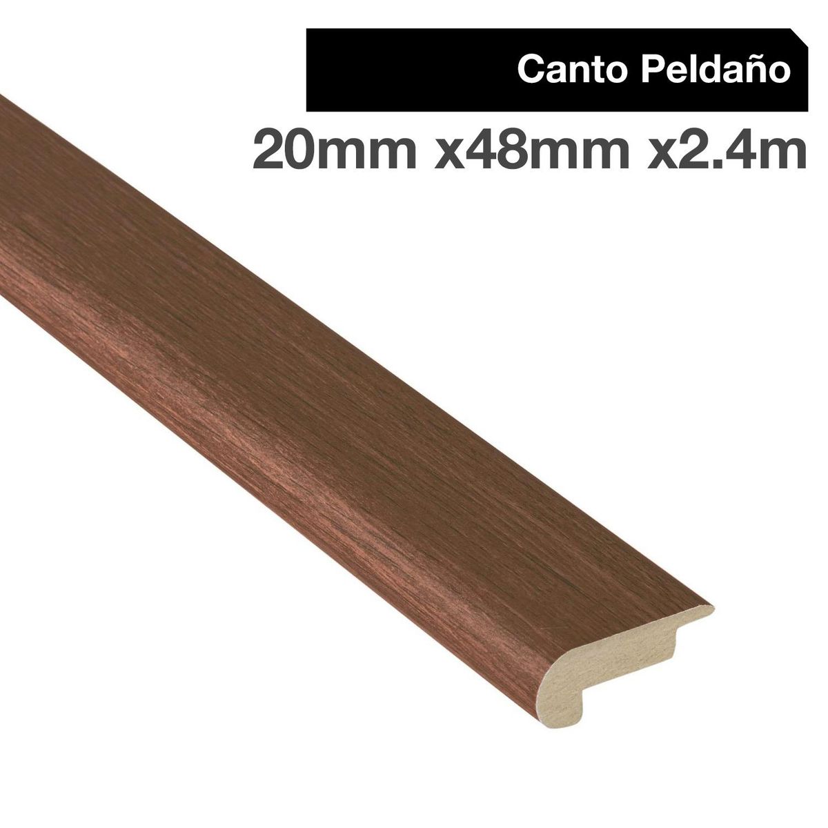 MAFORSA - Pack 2 unidades Canto Peldaño MDF Merbau 48 mm 2x240 cm