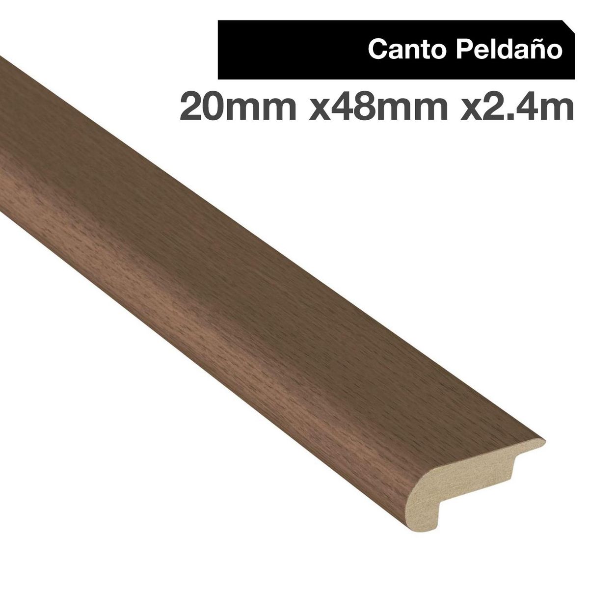 MAFORSA - Pack 2 unidades Canto Peldaño MDF Nogal 48 mm 2x240 cm