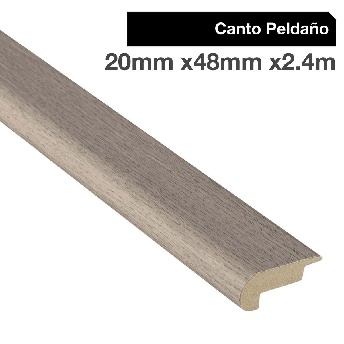 MAFORSA - Pack 2 unidades Canto Peldaño MDF Gris Ceniza 48 mm 2x240 cm