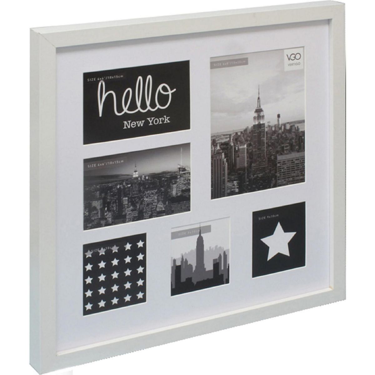 VGO - Marco de Fotos Collage 43x43 cm Blanco Madera