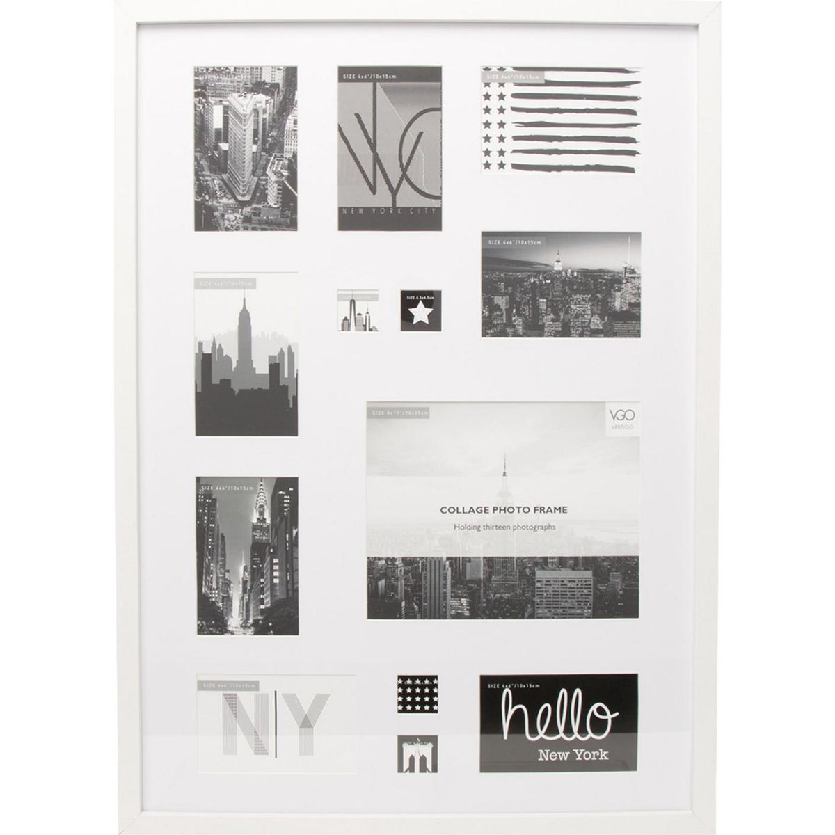 VGO - Marco madera collage negro 50x70 cm