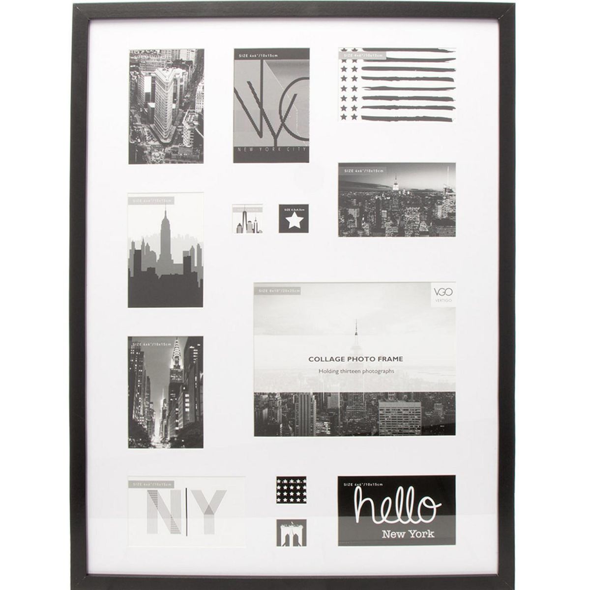 VGO - Marco madera collage negro 50x70 cm