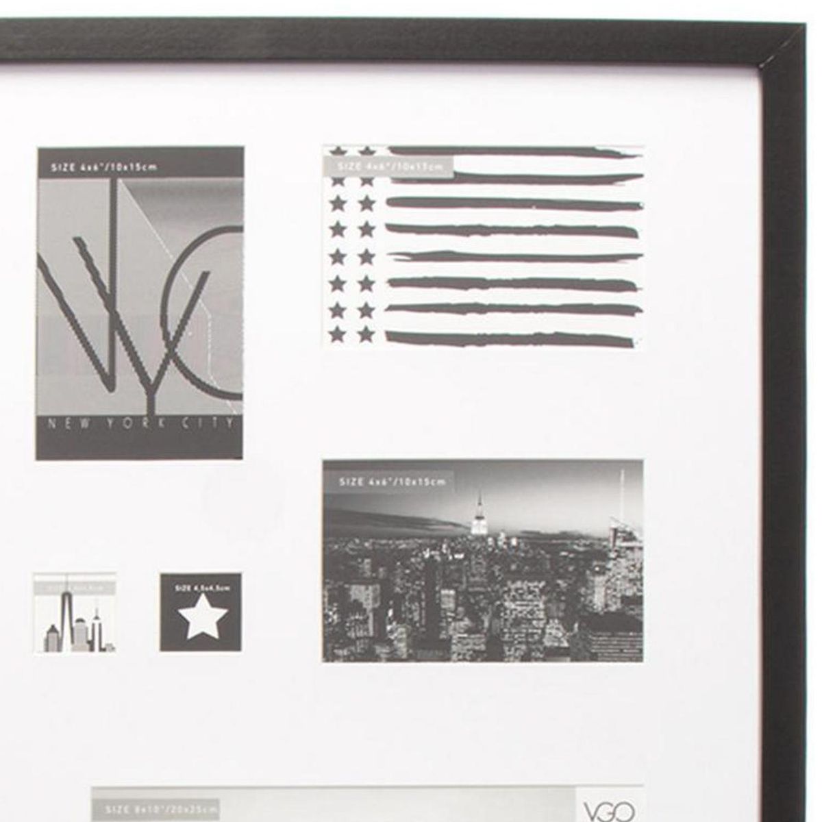 VGO - Marco madera collage negro 50x70 cm
