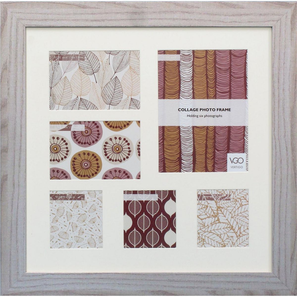 VGO - Marco collage plástico café oscuro 40x40 cm