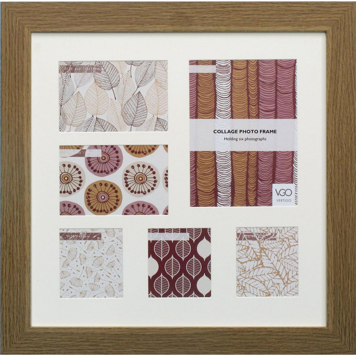 VGO - Marco collage plástico café oscuro 40x40 cm