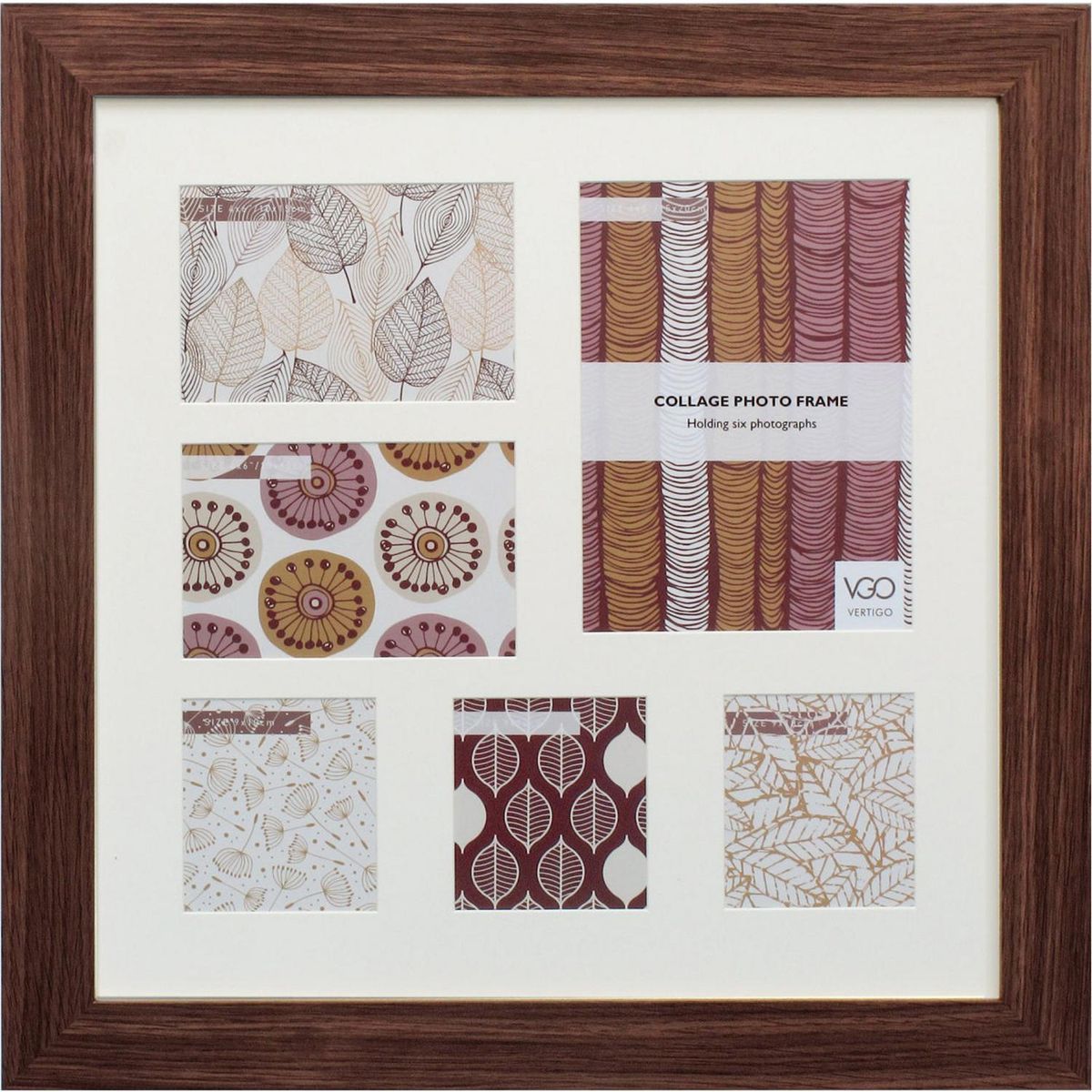 VGO - Marco collage plástico café oscuro 40x40 cm