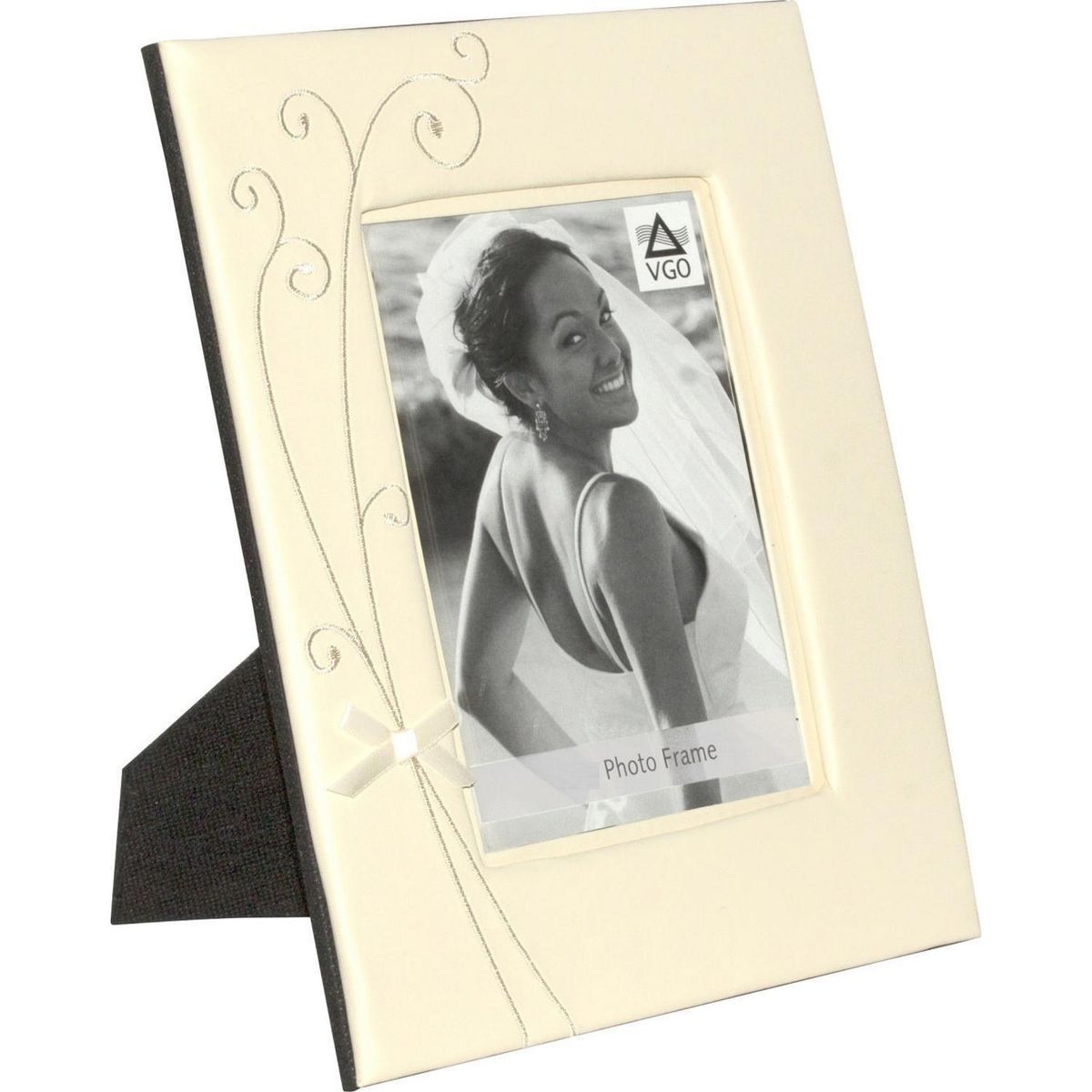 VGO - Marco de Fotos Boda con Cinta 20x25 cm Crema 