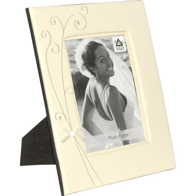 VGO - Marco de Fotos Boda con Cinta 20x25 cm Crema