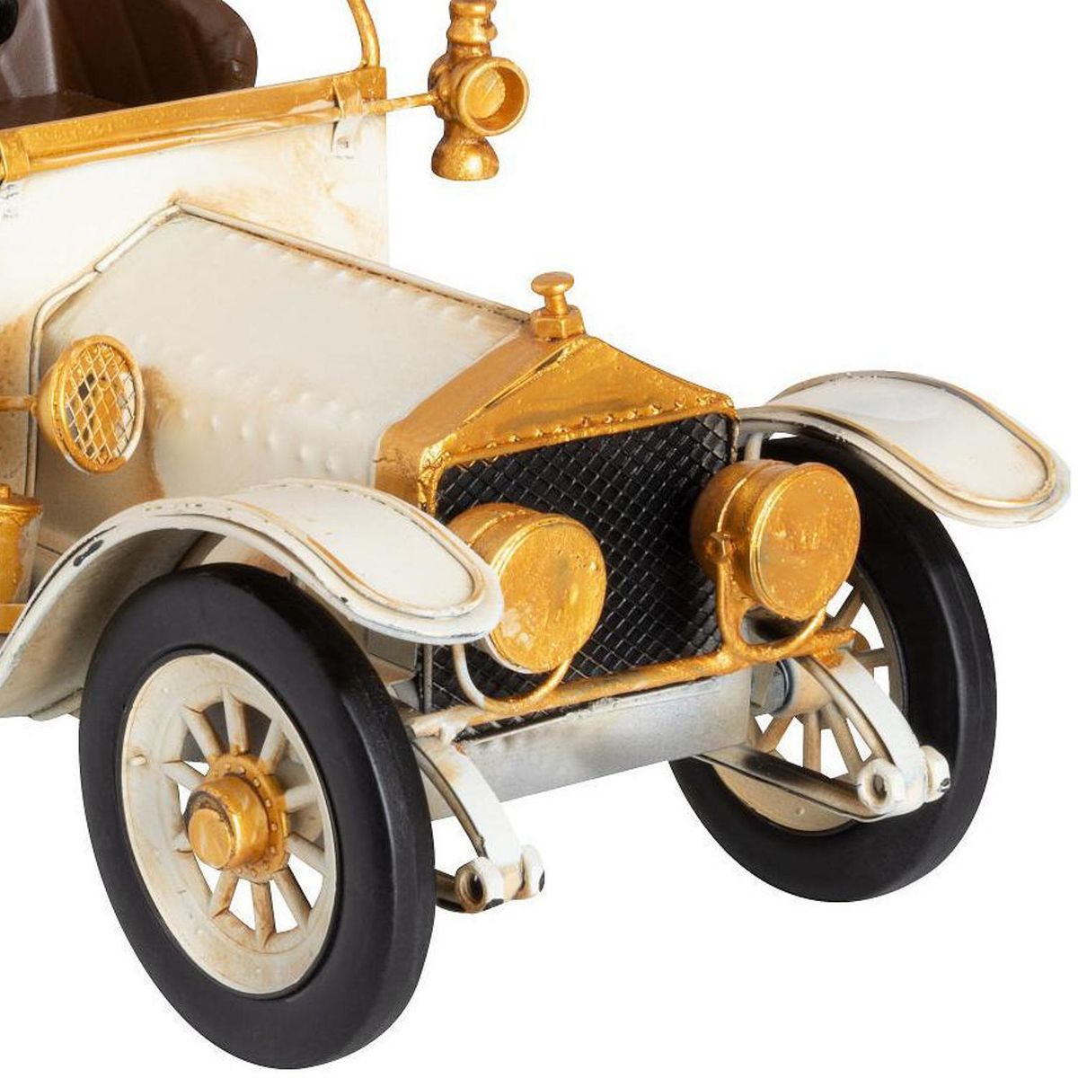 VGO - Adorno metal auto crema 37x14x18 cm